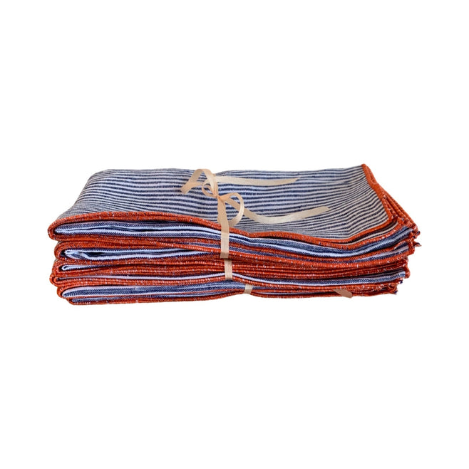 Blue Pin Stripe Tangerine Napkin - Foundation Goods
